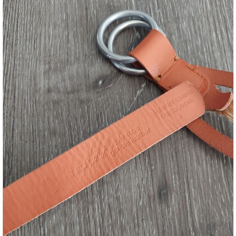 Linea Pelle Leather Link Jute Hip Sling Belt Sz S Orange Cream Ring Buckle Boho - Picture 3 of 6